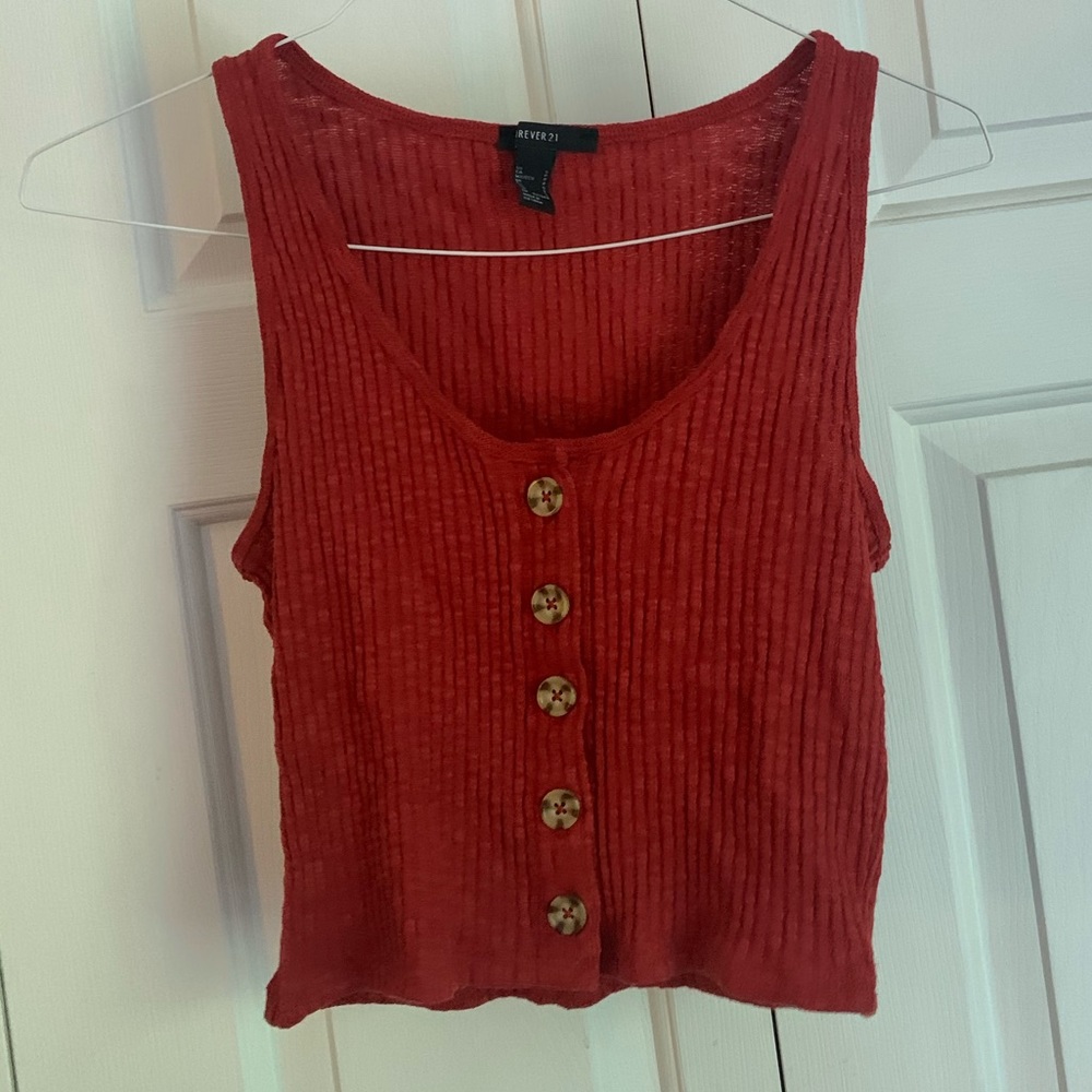Red Cropped Tank Top